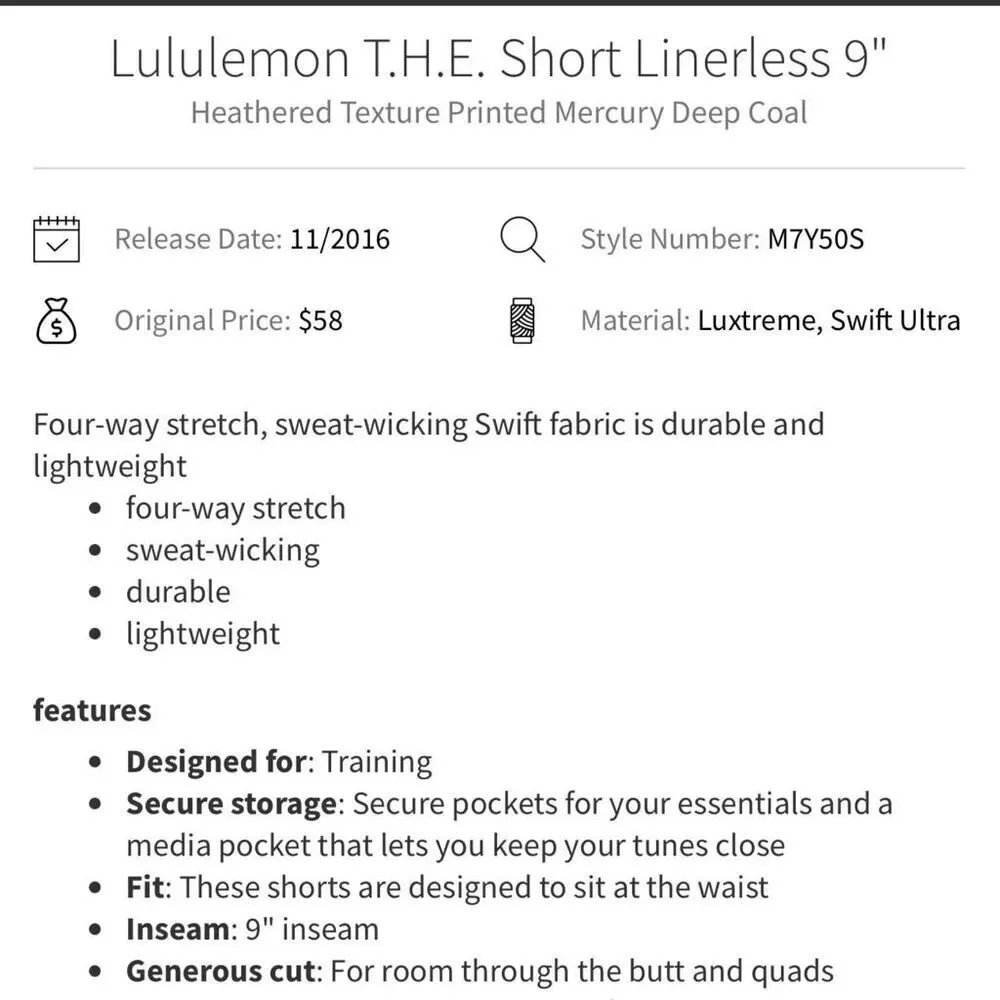 Lululemon T.H.E. Short Linerless 9
